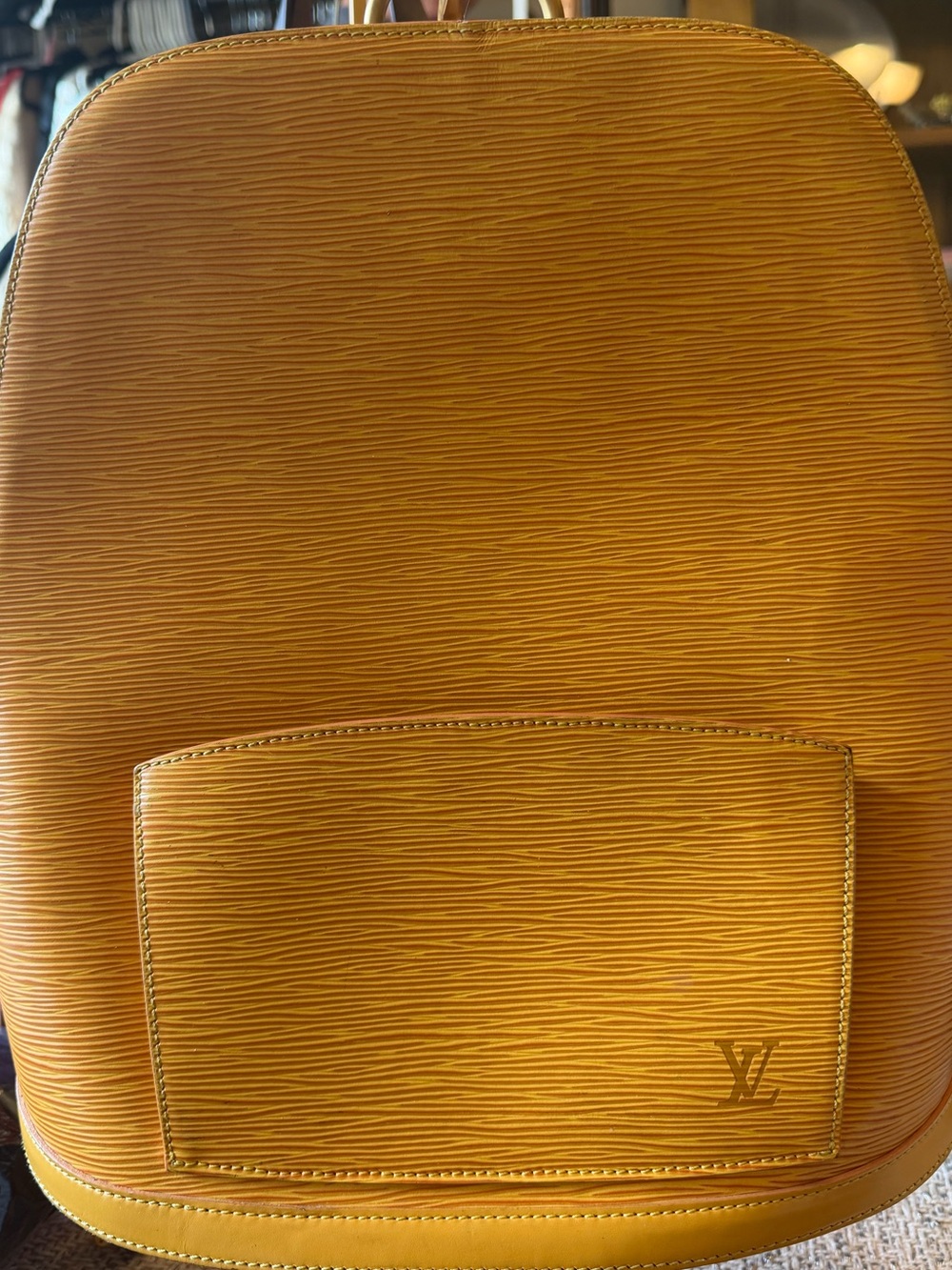 Louis Vuitton Yellow Epi Leather Backpack with Front Pocket